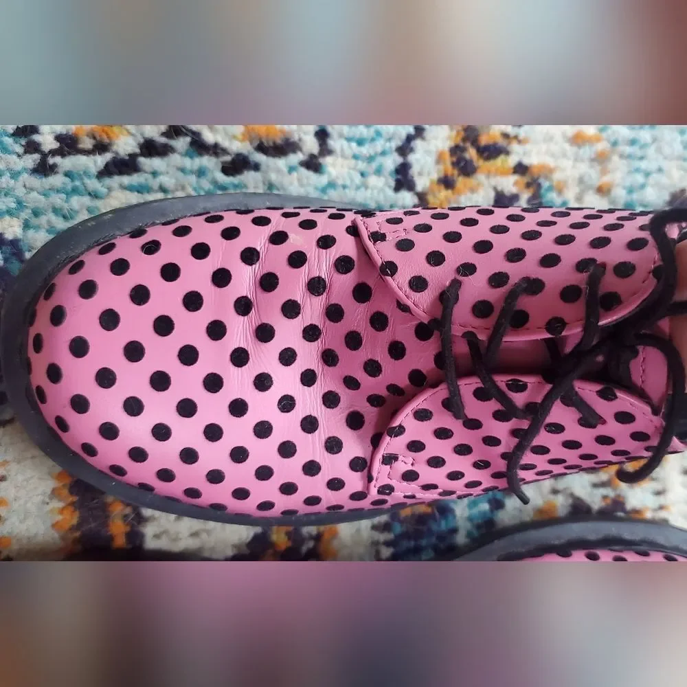 Dr Martens 1461 Pink With Flocked Black Polka Dots Originals Size US L 10 - Picture 12 of 12